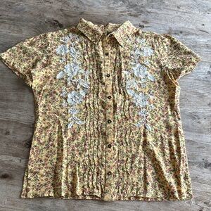 Avanti Yellow Floral Button Down Shirt